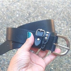 Black Leather Belt vegan Rocker chic Biker classic
